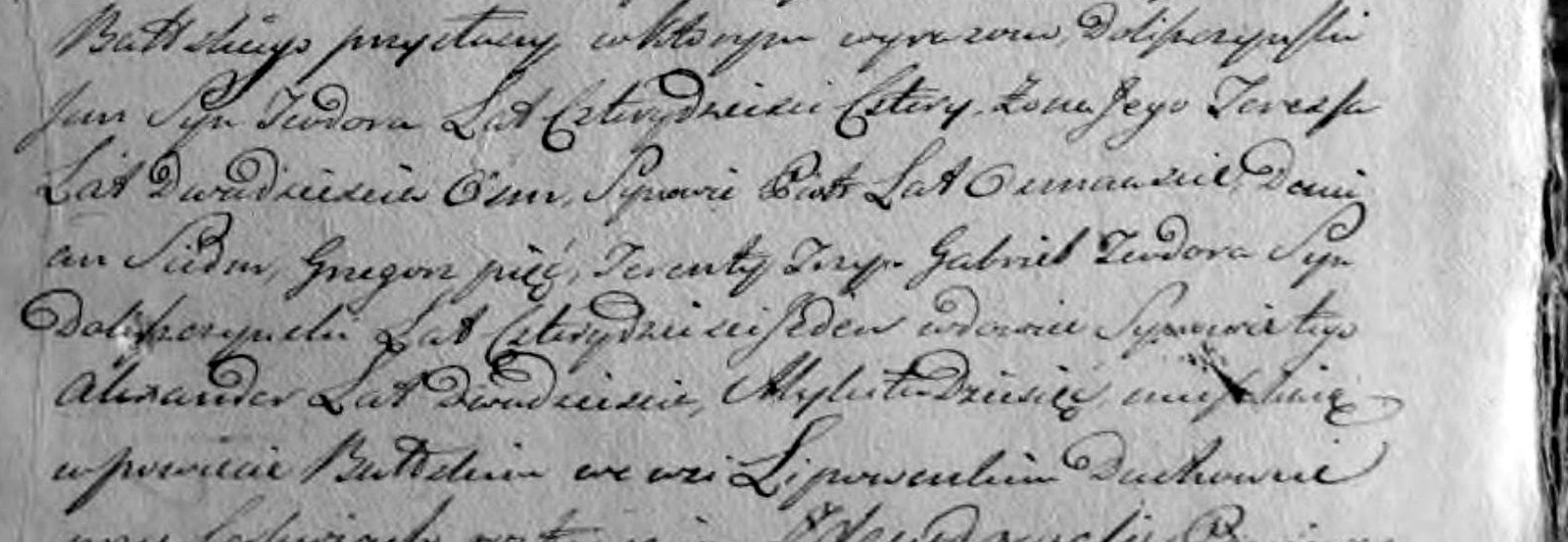 Список родин з акту 1802 року: Ян, син Теодора, 44 роки, дружина
                  Тереса 28; сини Петро 11, Доміан 7, Григорій 5, Терентій 3;
                  Габріель, син Теодора, 41 рік, вдівець, сини Александр 20 і
                  Іполит 10.